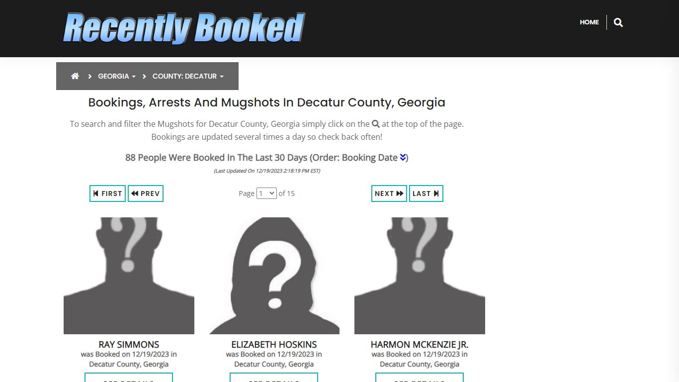 Recent bookings, Arrests, Mugshots in Decatur County, Georgia