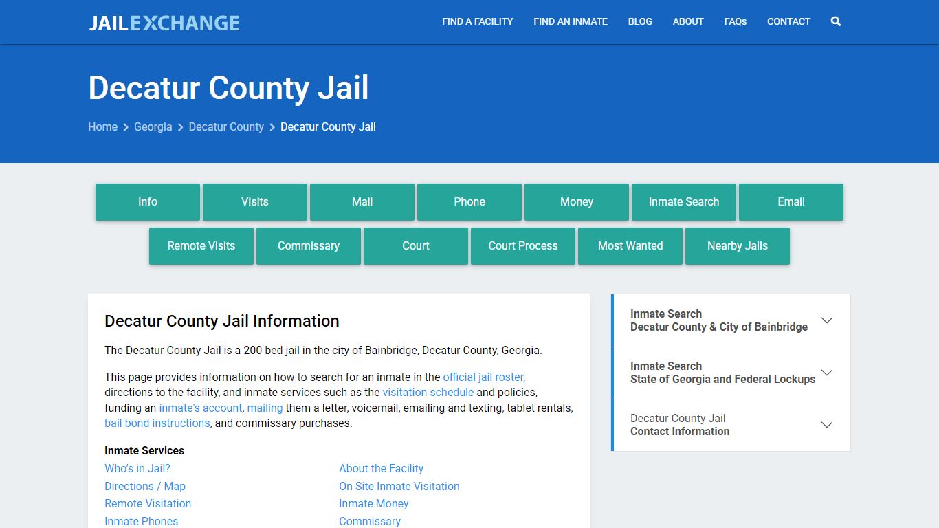 Decatur County Jail, GA Inmate Search, Information